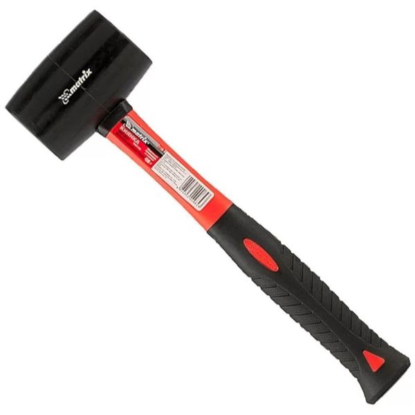 Martelo De Borracha Preto Com Cabo De Fibra De Vidro 450g - 111859 - Mtx