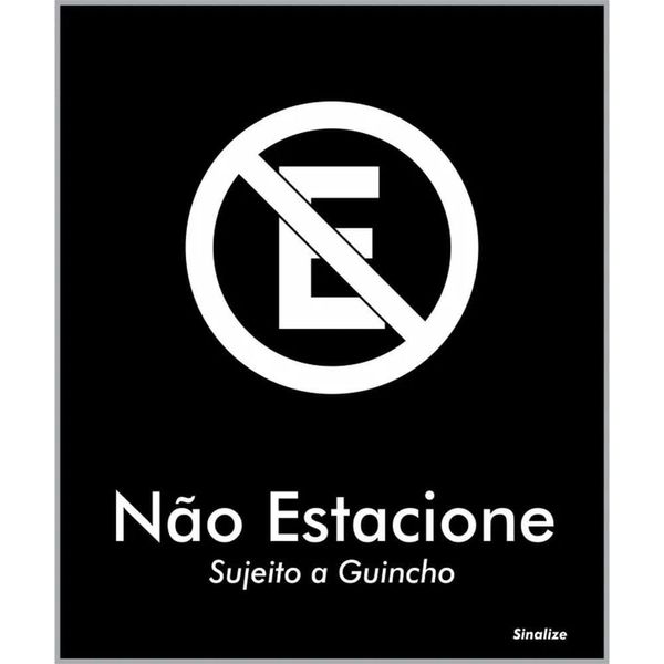 Placa De Poliestireno Store Black 15x18cm Não Estacione, Sujeito A Guincho - Blk09 - Sinalize
