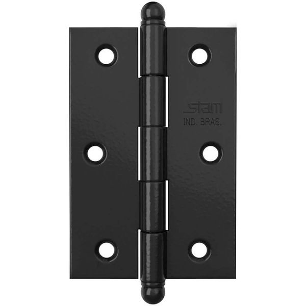 Dobradiça Pino E Bola 3.1-2" X 2.5-16" X 1,7mm Preto Sem Anel E Com Canto Reto - 42073 - Stam