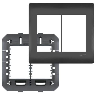 Placa 4x4 Com Suporte E 6 Módulos Habitat Black - 4080 - Fame