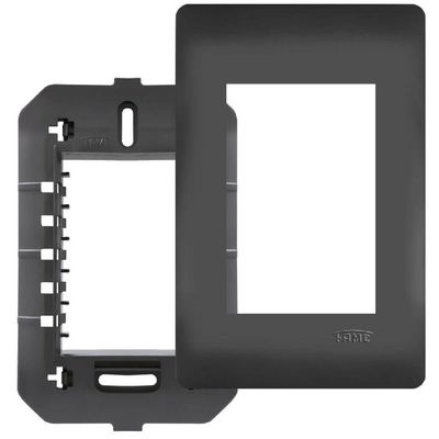 Placa 4x2 Com Suporte E 3 Módulos Habitat Black - 4075 - Fame