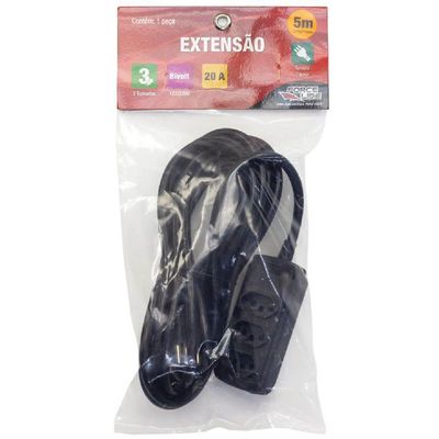 Extensão 3 Tomadas Tripolar 20 Amperes 5 Metros - 180200333 - Forceline