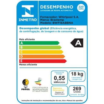 Máquina De Lavar 18kg Cesto Inox Painel Digital Brastemp Branco 110V