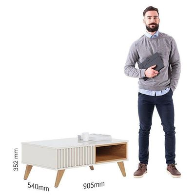 Rack Bancada Otawa Freijó Com Mesa De Centro Jeri Off White Freijó - Colibri