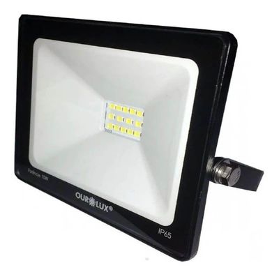Projetor Superled Slim Preto Bivolt De 10 Watts E 6500k - 03261 - Ourolux