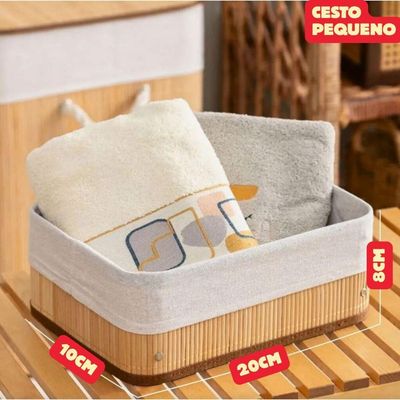 Conjunto 3 Cesto Organizador Multiuso Em Bambu