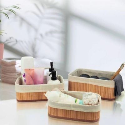 Conjunto 3 Cesto Organizador Multiuso Em Bambu