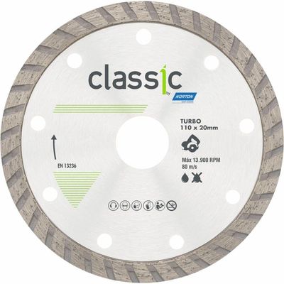 Disco Diamantado Para Corte Turbo Classic 110x20mm - 70184693466 - Norton