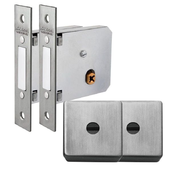 Super Trava 40mm Inox Escovado Dose Dupla - 9149-2 - Lockwell