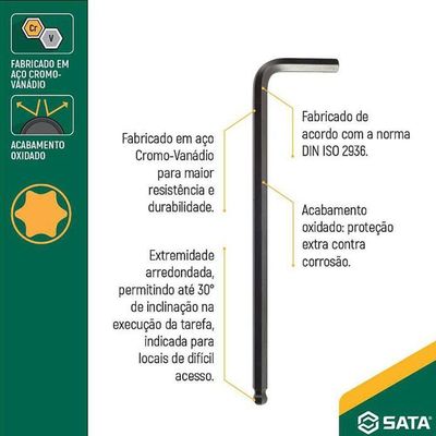 Chave Hexagonal Curta 12mm - St84318l - Sata Chave Hexagonal Curta 12mm Sata St84318l