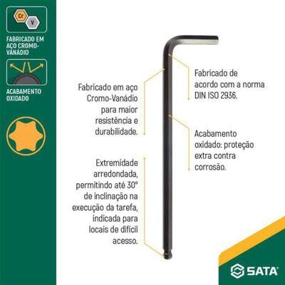 Chave Hexagonal Longa De 14mm - St84511l - Sata Chave Hexagonal Longa 14mm St84511l - Sata