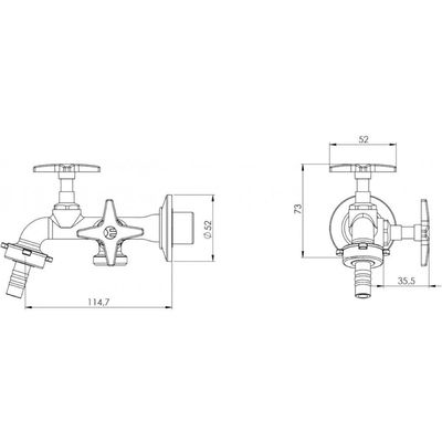 Torneira Para Tanque Com Derivação Máquina De Lavar Dn15 - Vtd023cwg - Esteves