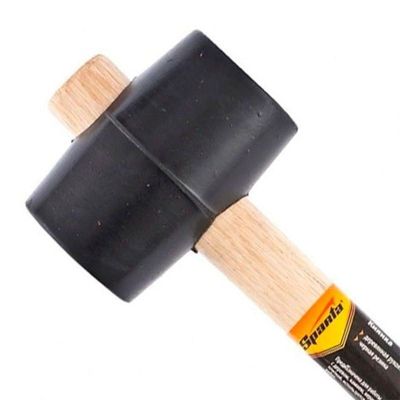 Martelo De Borracha Preto Com Cabo De Madeira 450g - 1115055 - Sparta