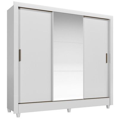 Guarda-roupa 171cm 3 Portas Com Espelho França Santos Andirá Branco