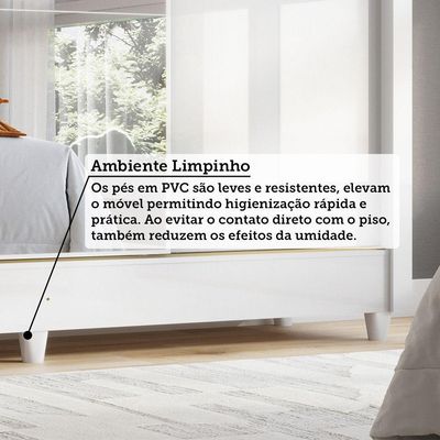 Guarda-roupa 171cm 3 Portas Com Espelho França Santos Andirá Branco
