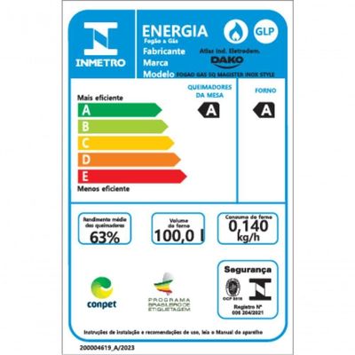 Fogão 5 Bocas Dako Magister Style Espelhado Com Mesa Inox Preto Bivolt