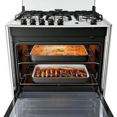 Fogão 5 Bocas Dako Magister Style Espelhado Com Mesa Inox Preto Bivolt