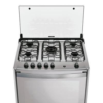 Fogão 5 Bocas Dako Magister Style Espelhado Com Mesa Inox Preto Bivolt