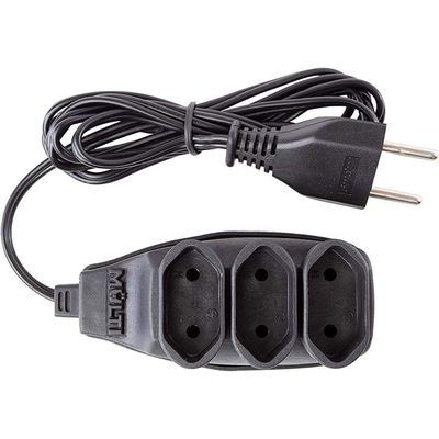 Extensão Preta 3t Bipolar Com 5 Metros 2p 10 Ampères 250vac - 01482 - Multicraft