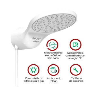 Ducha Moment Eletrônica 7500 Watts 220 Volts - Dmoel75220br03 - Zagonel