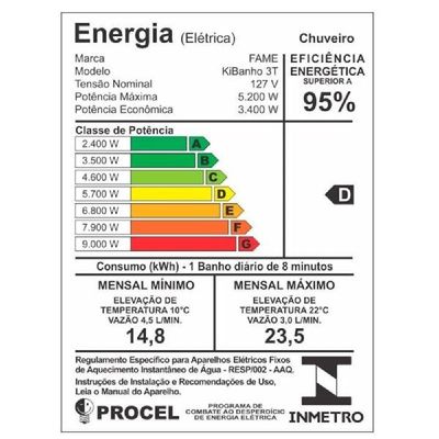 Ducha Nova Kibanho Com 3 Temperaturas De 110 Volts 5200 Watts 3363 - 00433631 - Fame