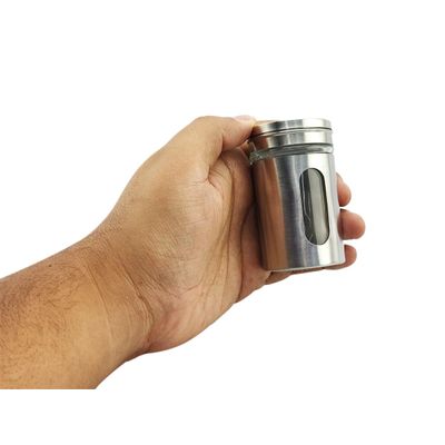 Kit 4 Saleiro Pimenteiro Porta Condimentos Em Vidro e Aço Inox Com Ajuste de Abertura Para Cozinha