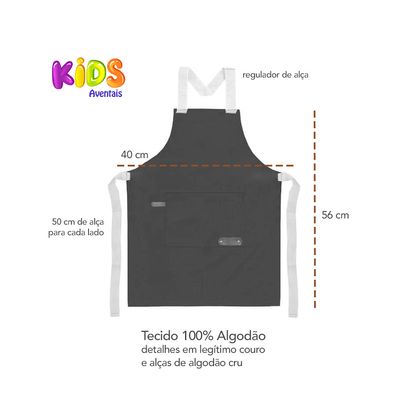 Avental Infantil Rosa Alça Algodao Cru Cozinha Artes 1un