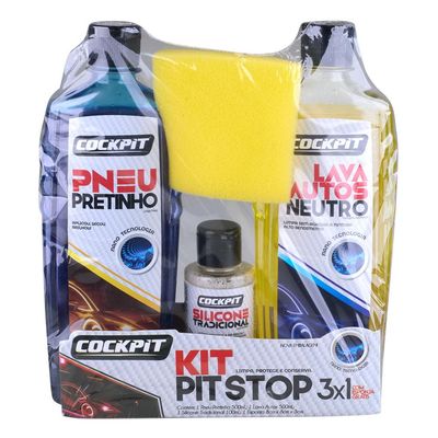 Kit Limpeza Automotiva Pit Stop 3x1 Cockpit Rodabrill