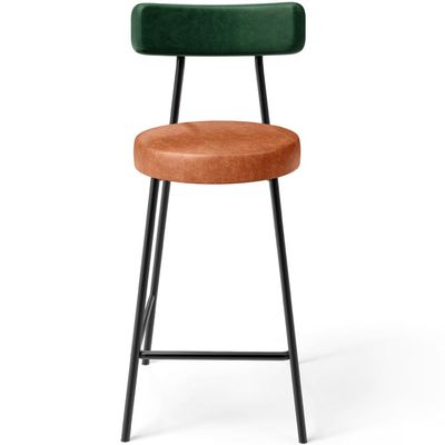 Kit 02 Banquetas Baixa Cozinha Sala Jantar Bancada Milão L02 Facto Verde Musgo Camel - Lyam Decor