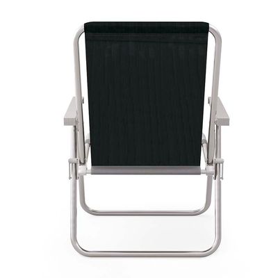 Kit 2 Cadeira Praia Alta Alumínio Conforto Preto 120kg Mor