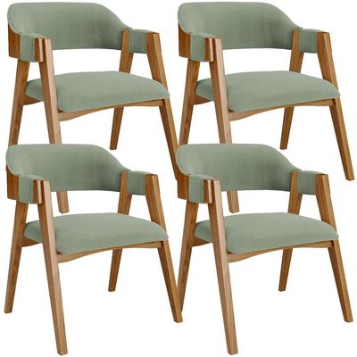 Kit 04 Cadeiras Para Sala de Jantar e Estar Living Estofada Suran L02 Bouclê Oliva - Lyam