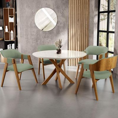Kit 04 Cadeiras Para Sala de Jantar e Estar Living Estofada Suran L02 Bouclê Oliva - Lyam