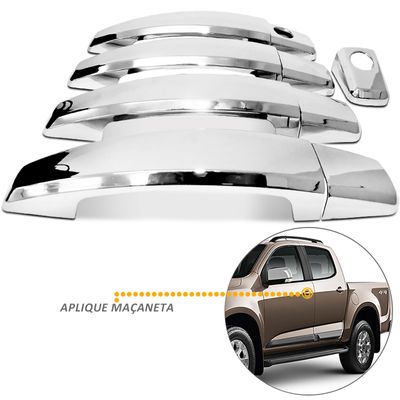 Aplique Cromado Maçaneta Chevrolet S10 Vectra Cruze Agile Captiva Sonic Tracker 4 Portas