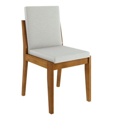 Conjunto com 2 Cadeiras de Jantar Nesher Lady em Madeira com Estofado em Linho  Amadeirado
