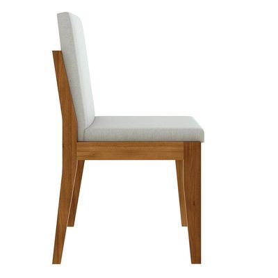 Conjunto com 2 Cadeiras de Jantar Nesher Lady em Madeira com Estofado em Linho  Amadeirado