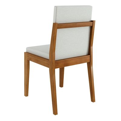 Conjunto com 2 Cadeiras de Jantar Nesher Lady em Madeira com Estofado em Linho  Amadeirado