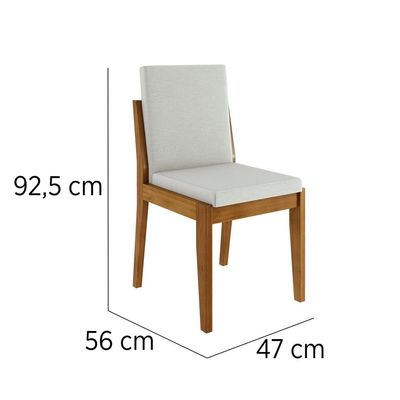 Conjunto com 2 Cadeiras de Jantar Nesher Lady em Madeira com Estofado em Linho  Amadeirado
