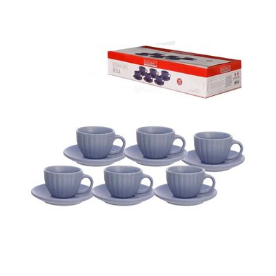 Conjunto de Xícaras para Café Hauskraft Bella em Cerâmica 90 ml Azul  6 Peças