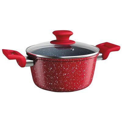 Caçarola Euro Home Colorstone Antiaderente 5 Camadas Vermelha  3 L
