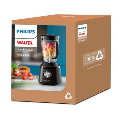 Liquidificador Philips Walita Série 3000 HR2271 1200W 3L 12 Velocidades Preto Preto / 110