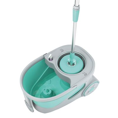 Mop Giratório FlashLimp Ciclone com Balde 20L, Rodas, Cabo Telescópico e 2 Refis  Verde/ Cinza