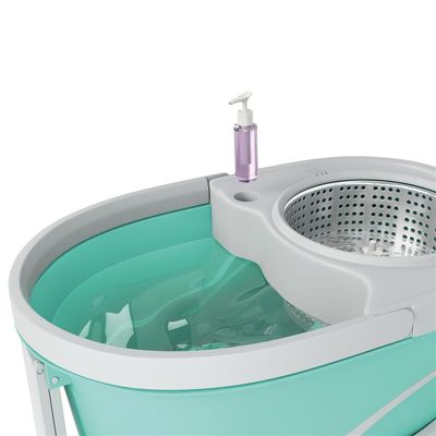Mop Giratório FlashLimp Ciclone com Balde 20L, Rodas, Cabo Telescópico e 2 Refis  Verde/ Cinza