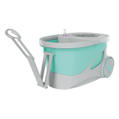 Mop Giratório FlashLimp Ciclone com Balde 20L, Rodas, Cabo Telescópico e 2 Refis  Verde/ Cinza