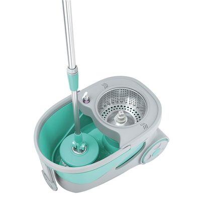 Mop Giratório FlashLimp Ciclone com Balde 20L, Rodas, Cabo Telescópico e 2 Refis  Verde/ Cinza