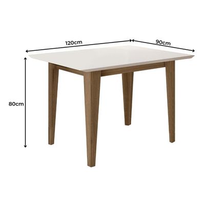 Mesa de Jantar Retangular Poliman Kate com 4 Cadeiras Estofadas Revestidas em Suede  Carvalho/Off White