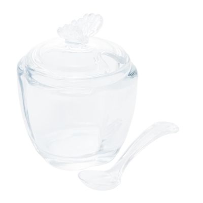 Açucareiro com Colher e Tampa Wolff Butterfly 130ml Vidro Transparente