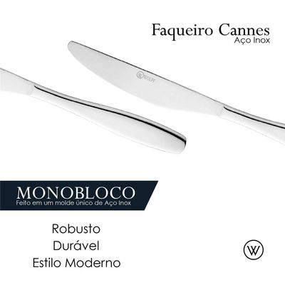 Faqueiro 30 Peças Aço Inox Wolff Cannes Design Sofisticado Alta Durabilidade Inox