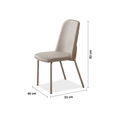 Mesa de Jantar Retangular Aço Nobre Aurora com 6 Cadeiras Estofadas  Champagne/Areia