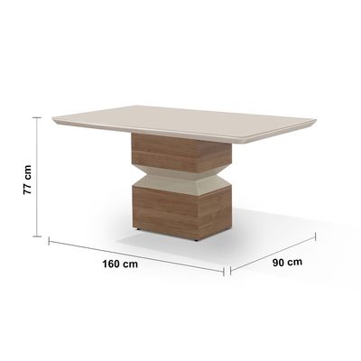 Mesa de Jantar Retangular Aço Nobre Aurora com 6 Cadeiras Estofadas  Champagne/Areia