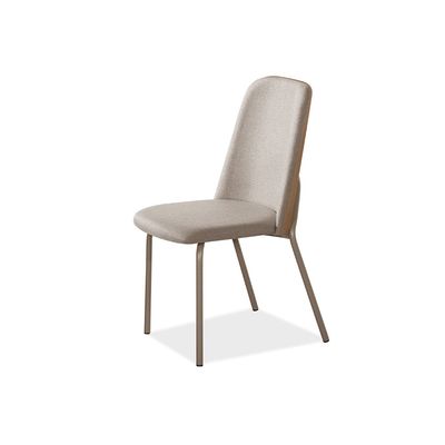 Mesa de Jantar Retangular Aço Nobre Aurora com 6 Cadeiras Estofadas  Champagne/Areia